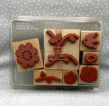 Buds & Blossom stamp set, Retired Stampin Up, set of 7 stamps