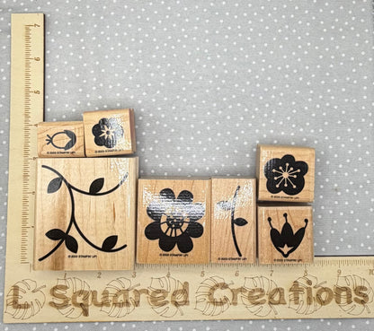 Buds & Blossom stamp set, Retired Stampin Up, set of 7 stamps