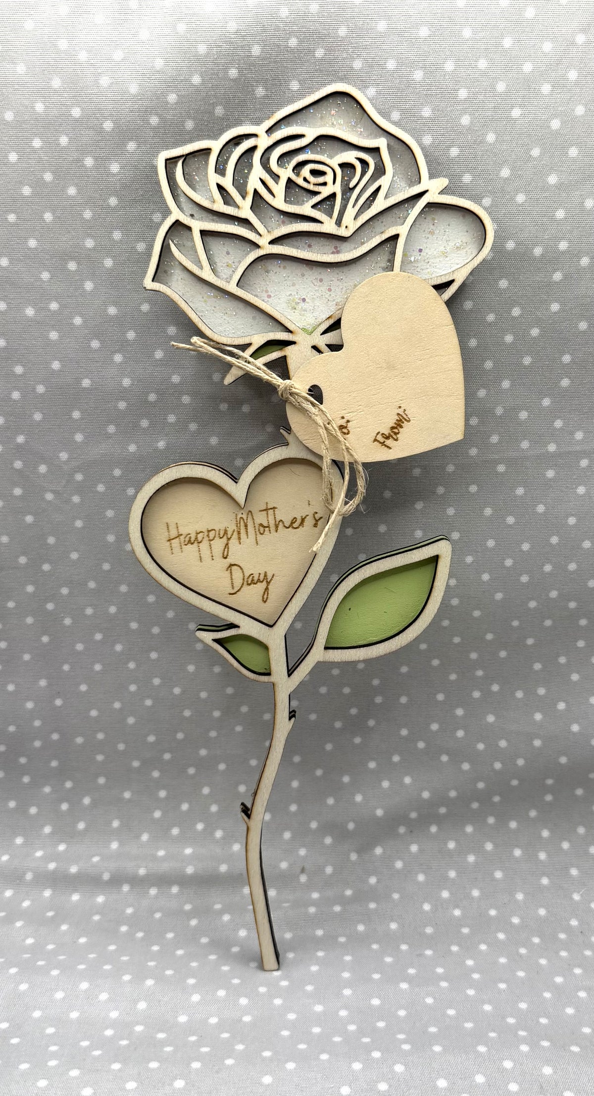 Happy Mother’s Day Rose- White Rose with Hologram Glitter