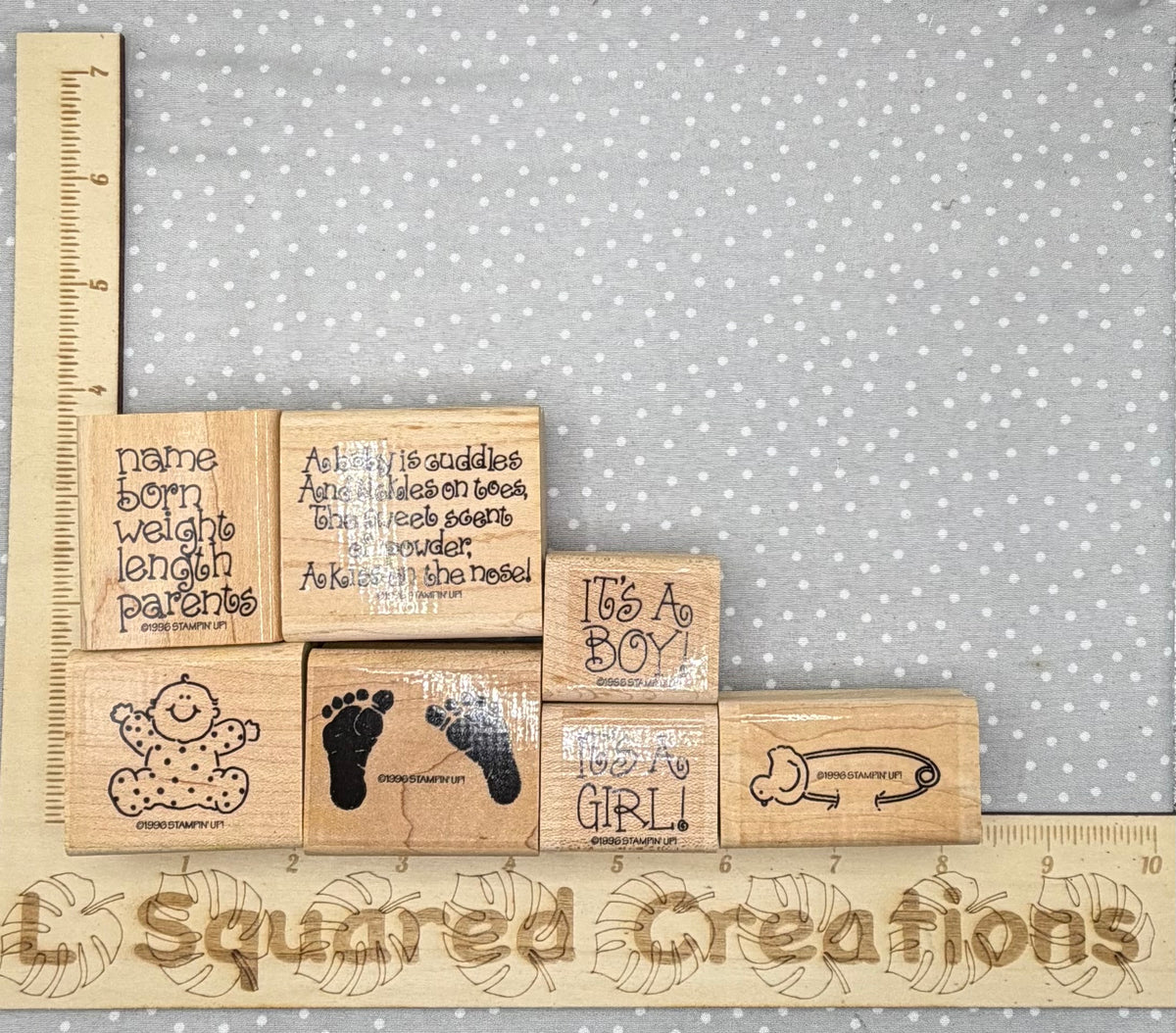 Cuddles & Tickles Stamp set, Retired Stampin Up!  Set of 7 stamps