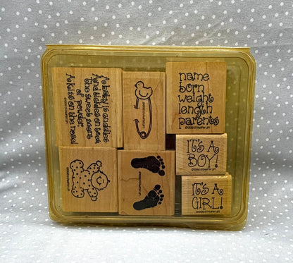 Cuddles & Tickles Stamp set, Retired Stampin Up!  Set of 7 stamps