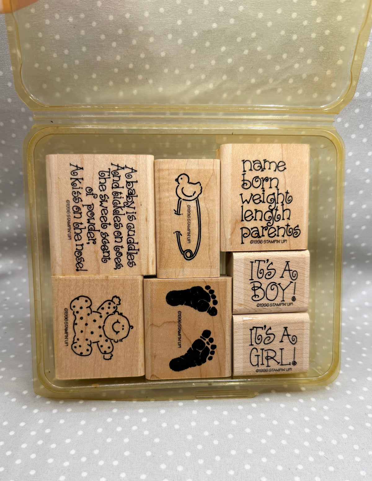 Cuddles & Tickles Stamp set, Retired Stampin Up!  Set of 7 stamps