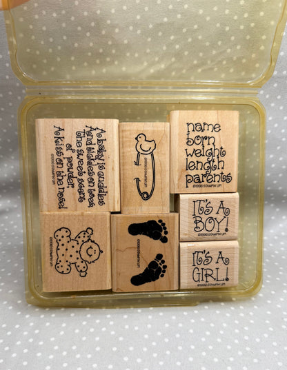 Cuddles & Tickles Stamp set, Retired Stampin Up!  Set of 7 stamps