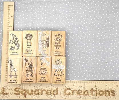 Little Helios Stamp set, Retired Stampin Up!  Set of 8 stamps