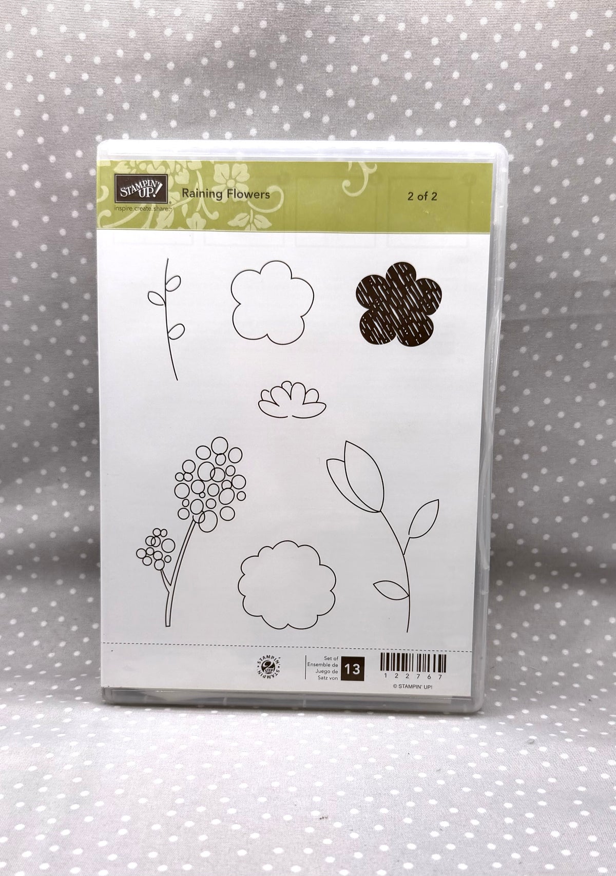 Raining Flower stamp set, Retired Stampin Up! (2 of 2 stamp set ONLY)