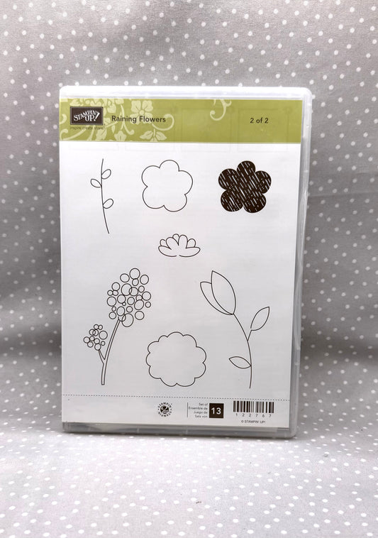 Raining Flower stamp set, Retired Stampin Up! (2 of 2 stamp set ONLY)