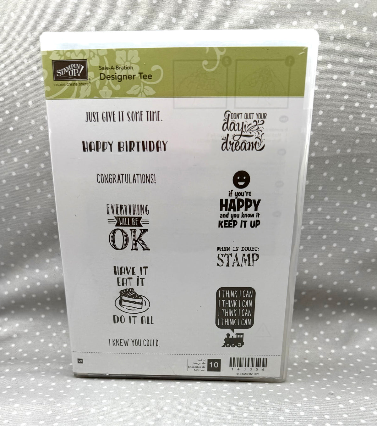 Designer Tee stamp set, Retired Stampin Up! Sale-a-bration