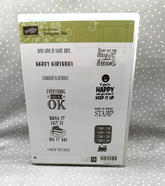 Designer Tee stamp set, Retired Stampin Up! Sale-a-bration