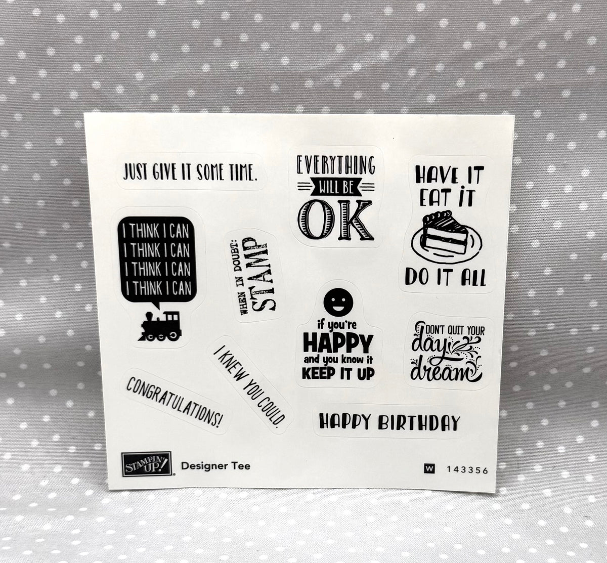 Designer Tee stamp set, Retired Stampin Up! Sale-a-bration