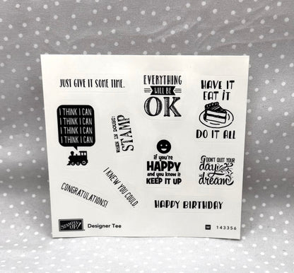 Designer Tee stamp set, Retired Stampin Up! Sale-a-bration