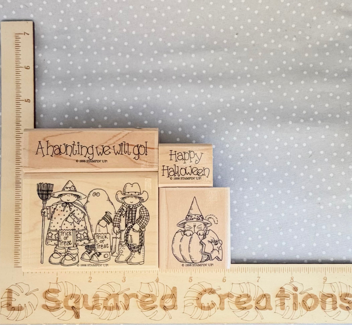 A Haunting We Will Go Stamp set, Retired Stampin Up!  Set of 4 stamps from 1998