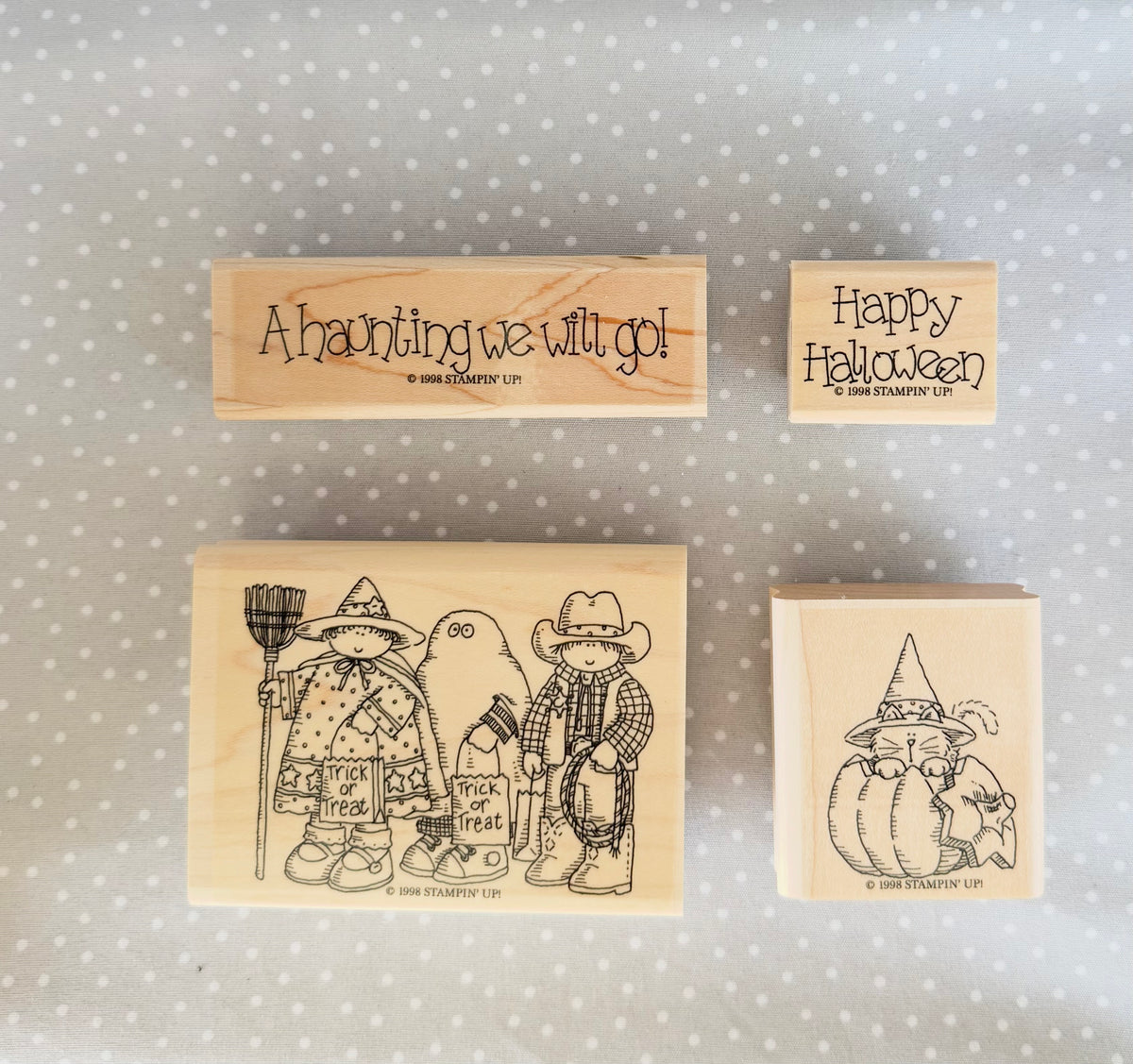 A Haunting We Will Go Stamp set, Retired Stampin Up!  Set of 4 stamps from 1998