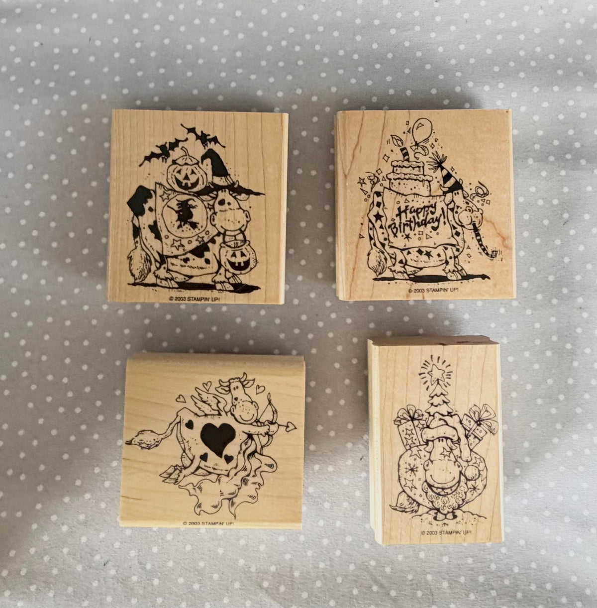 Many Moo’s Stamp set, Retired Stampin Up!  Set of 4 stamps from 2003