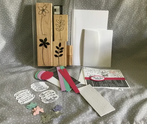 Retired Stampin Up! Stamp set Wonderful You Two-Step Stamping with a DIY card making kit! Set of 6 Cards!