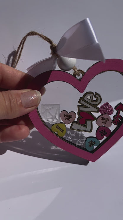 Valentine’s Shaker Ornament - Pink Heart with White Ball